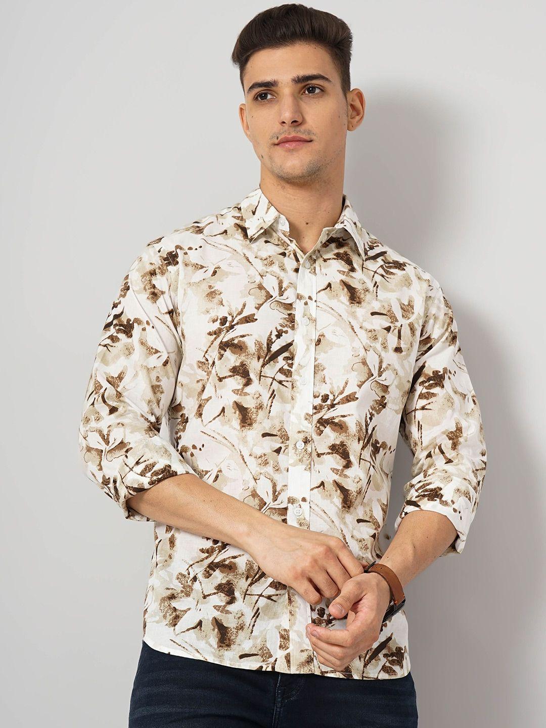 celio classic floral printed spread collar long sleeves cotton casual shirt