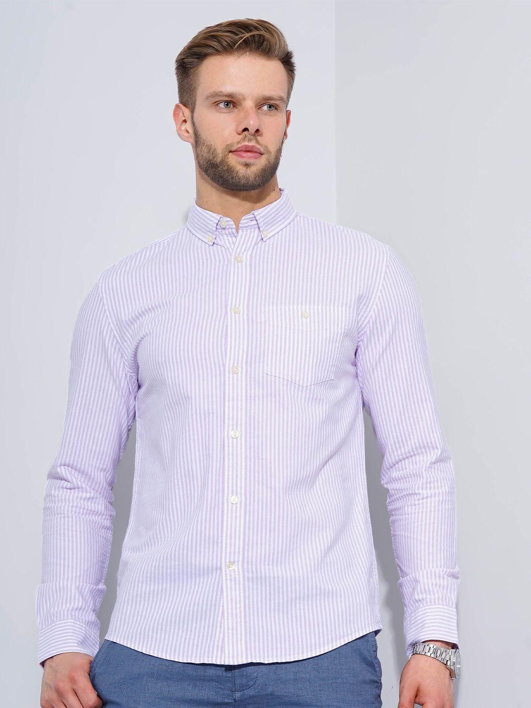 celio classic regular fit vertical striped cotton formal shirt