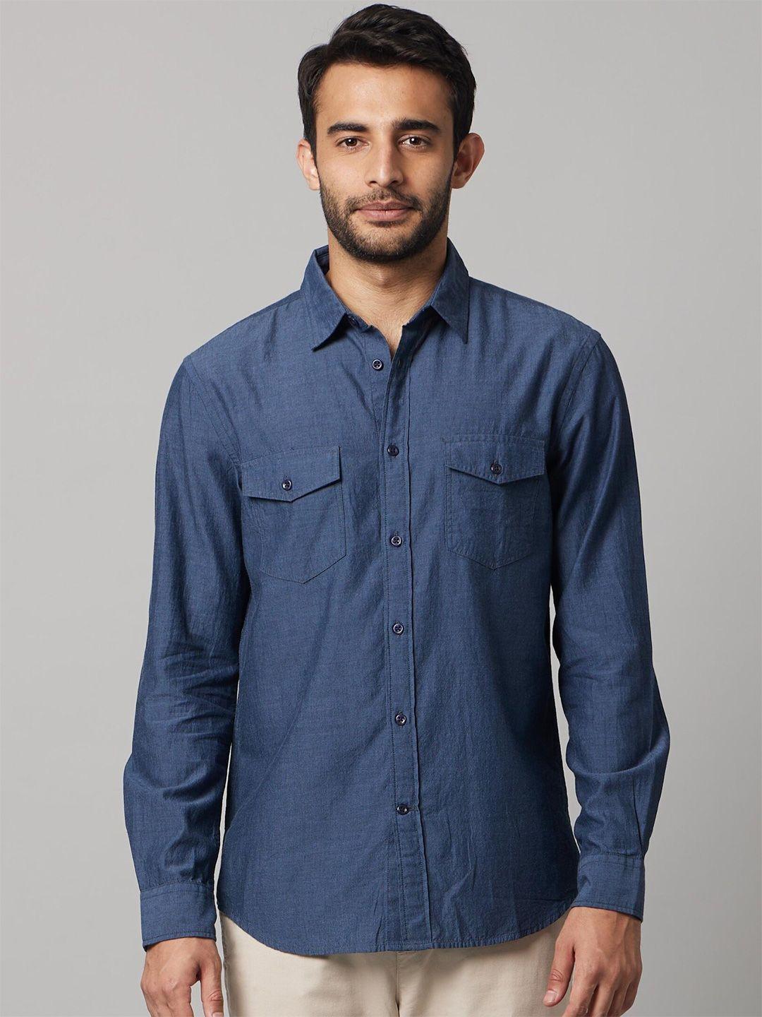 celio classic spread collar cotton casual shirt