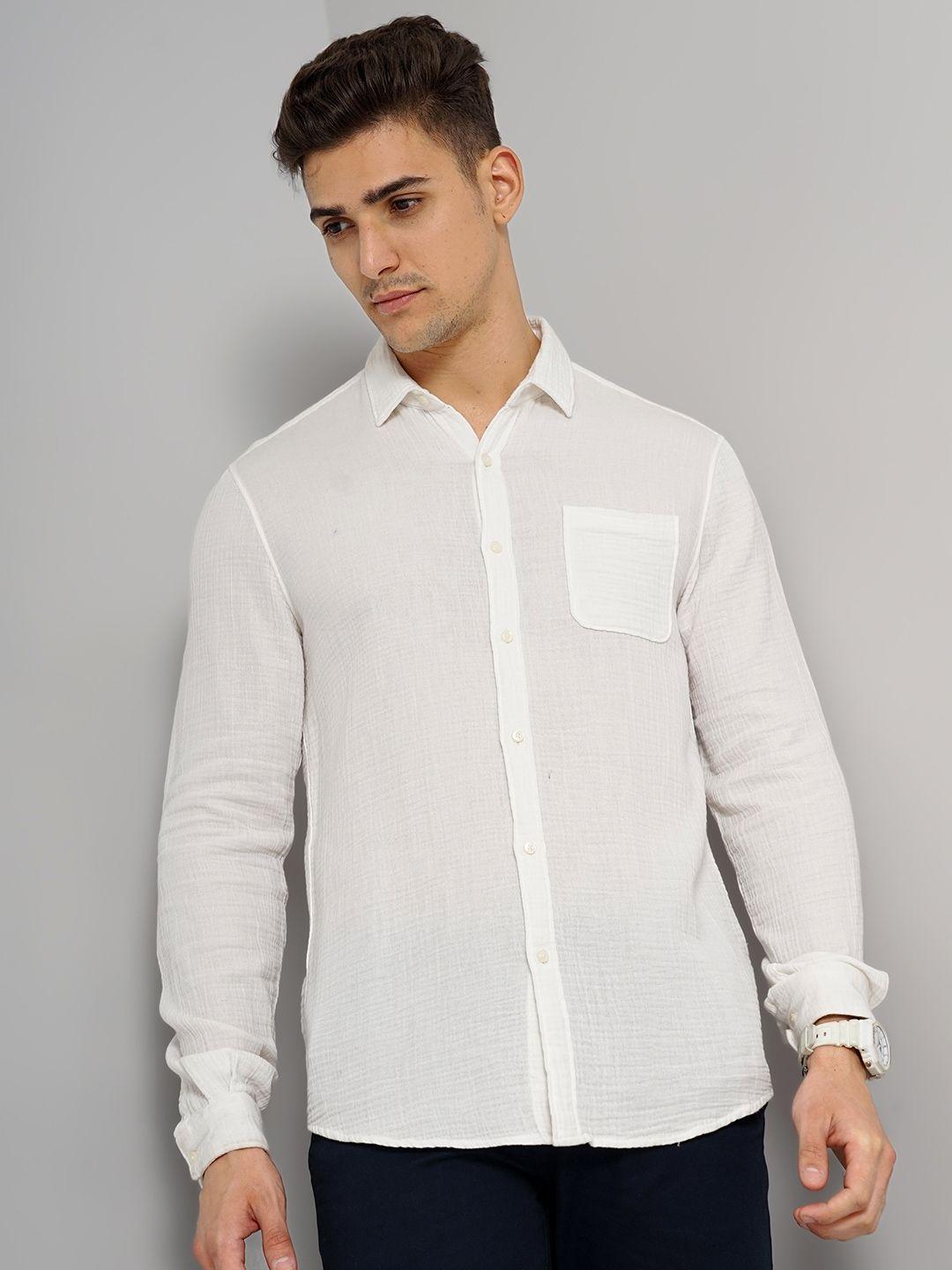 celio classic spread collar cotton casual shirt