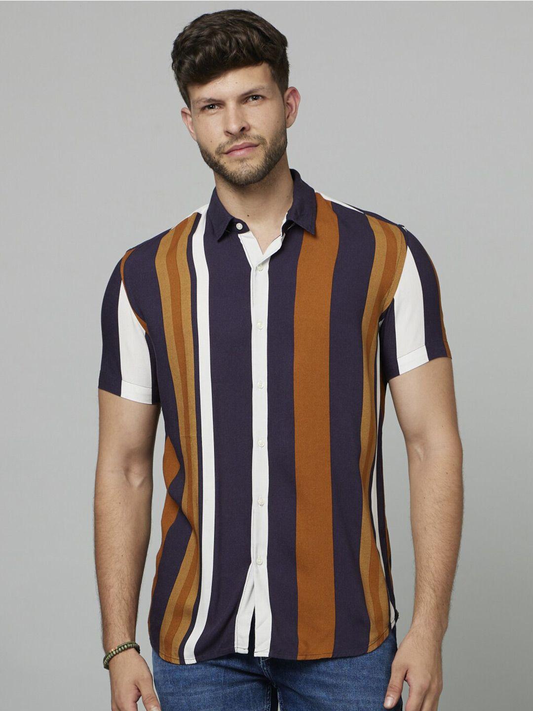 celio classic spread collar striped casual shirt
