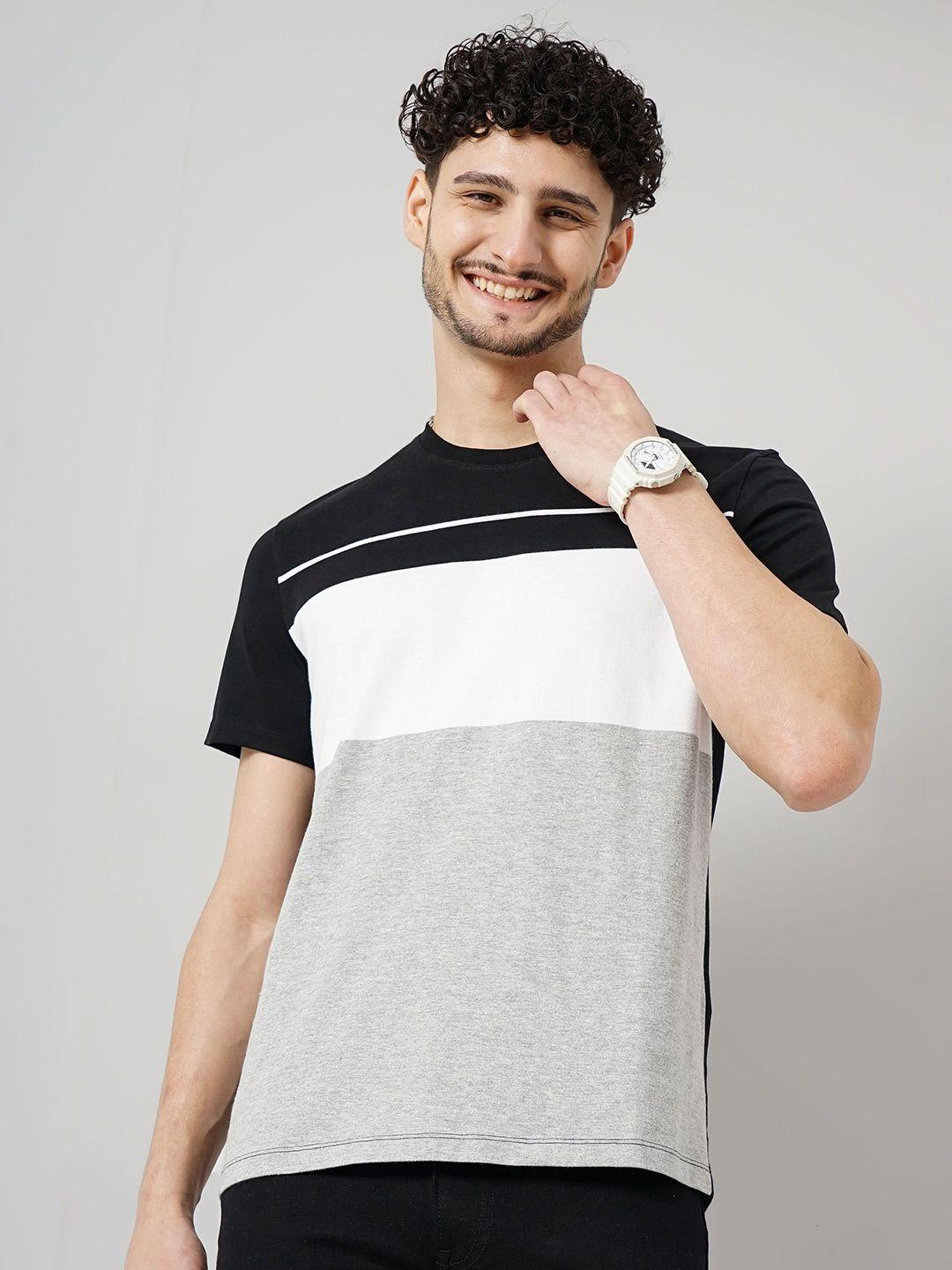 celio colourblocked regular fit cotton t-shirt