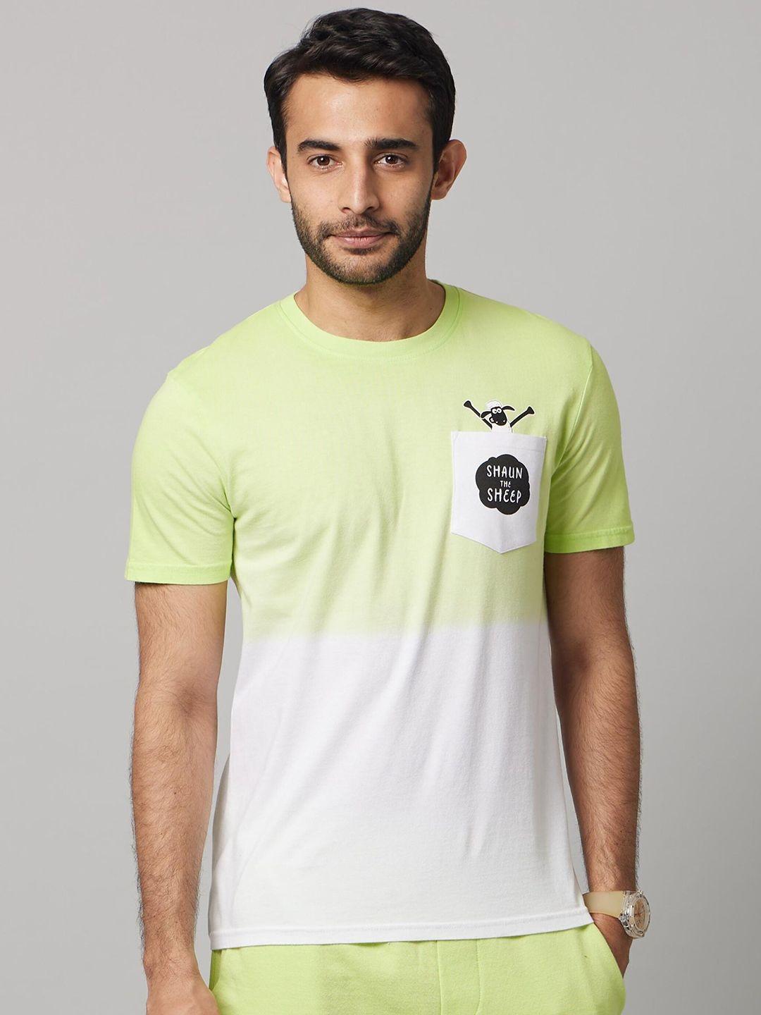 celio colourblocked round neck cotton t-shirt