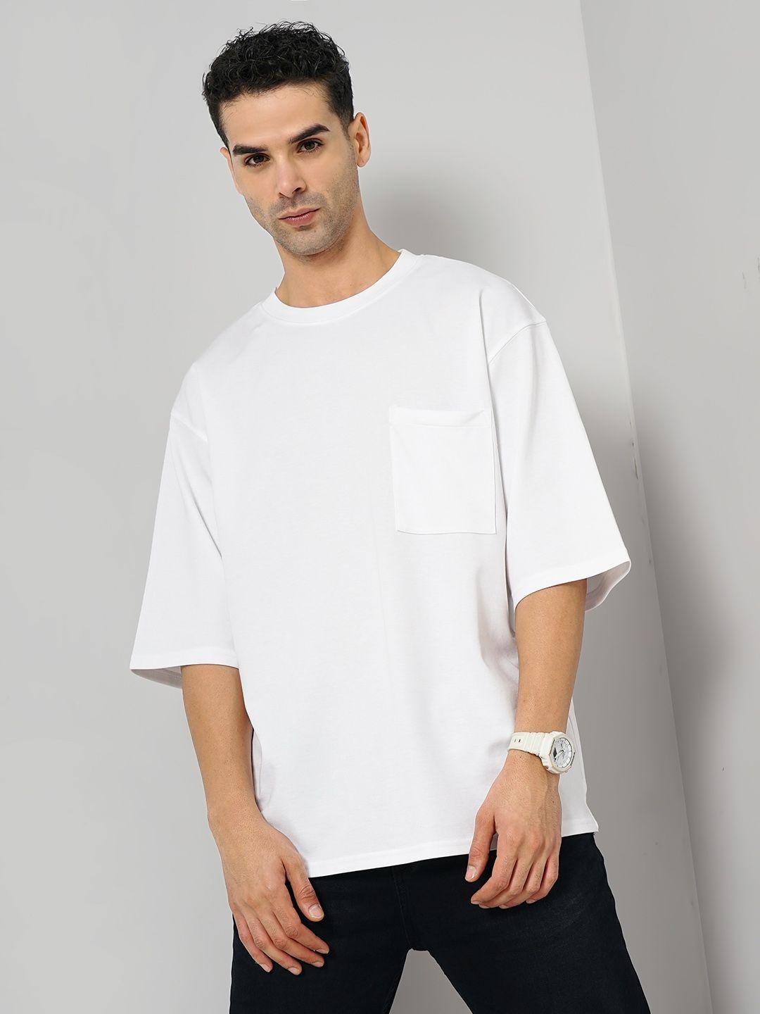 celio cotton round neck oversized pockets t-shirt