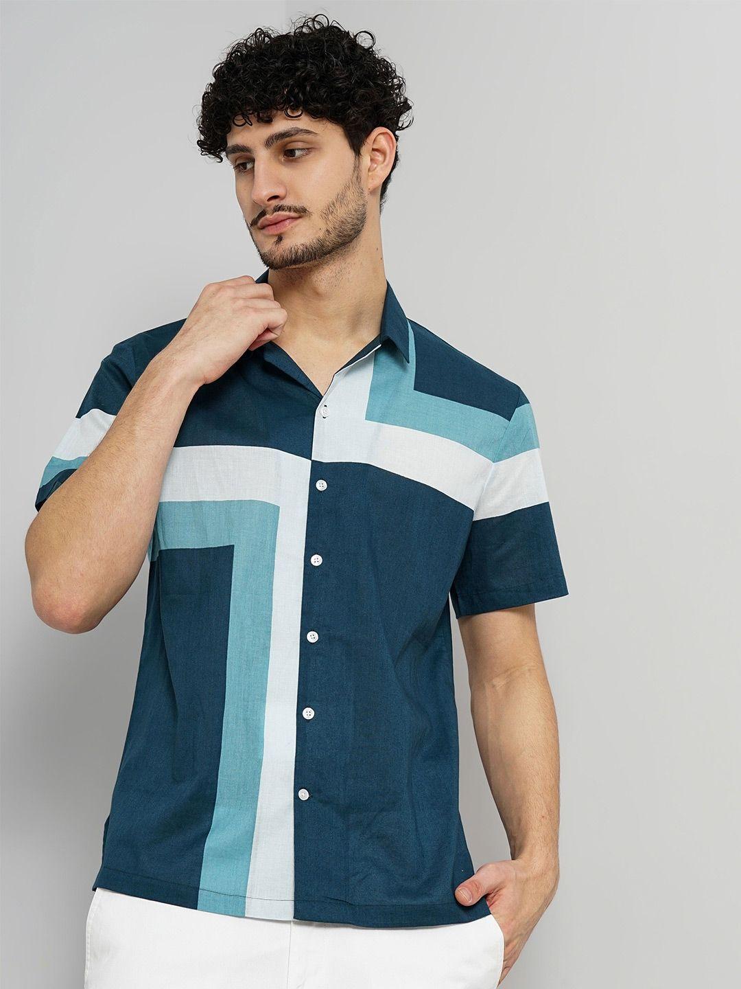 celio geometric printed classic regular fit cotton casual shirt