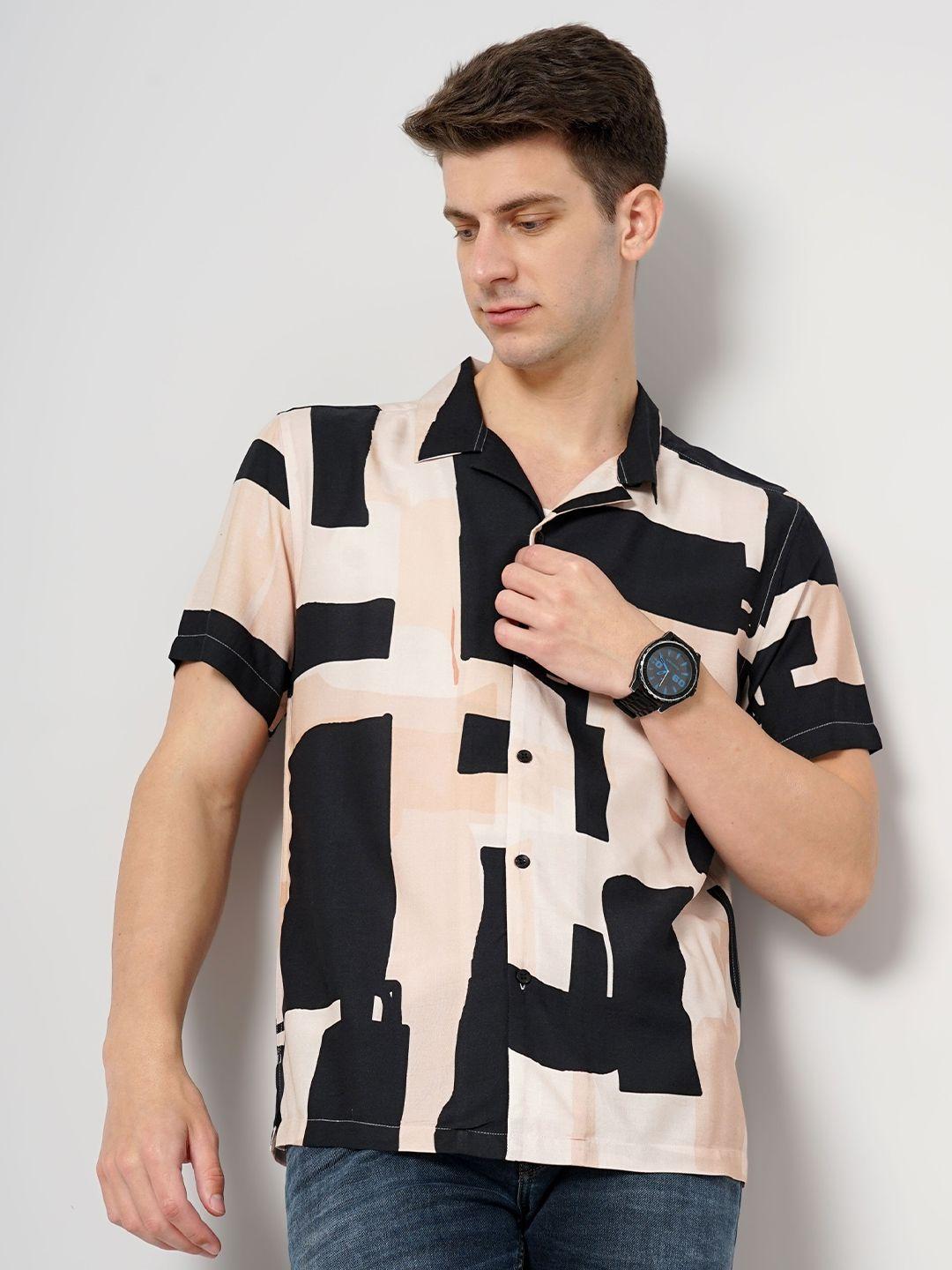celio geometric printed classic regular fit opaque casual shirt