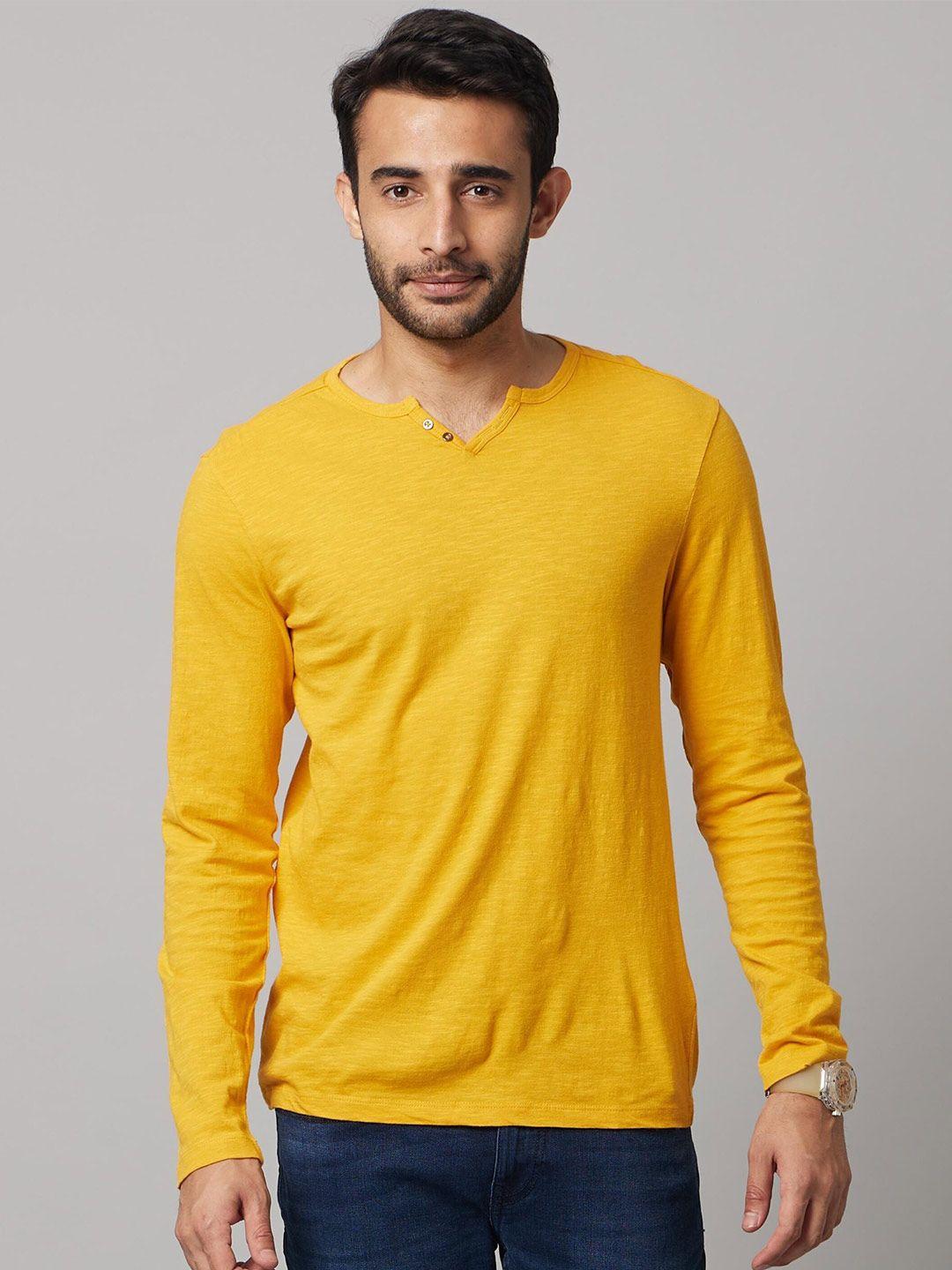 celio henley neck long sleeves cotton t-shirt
