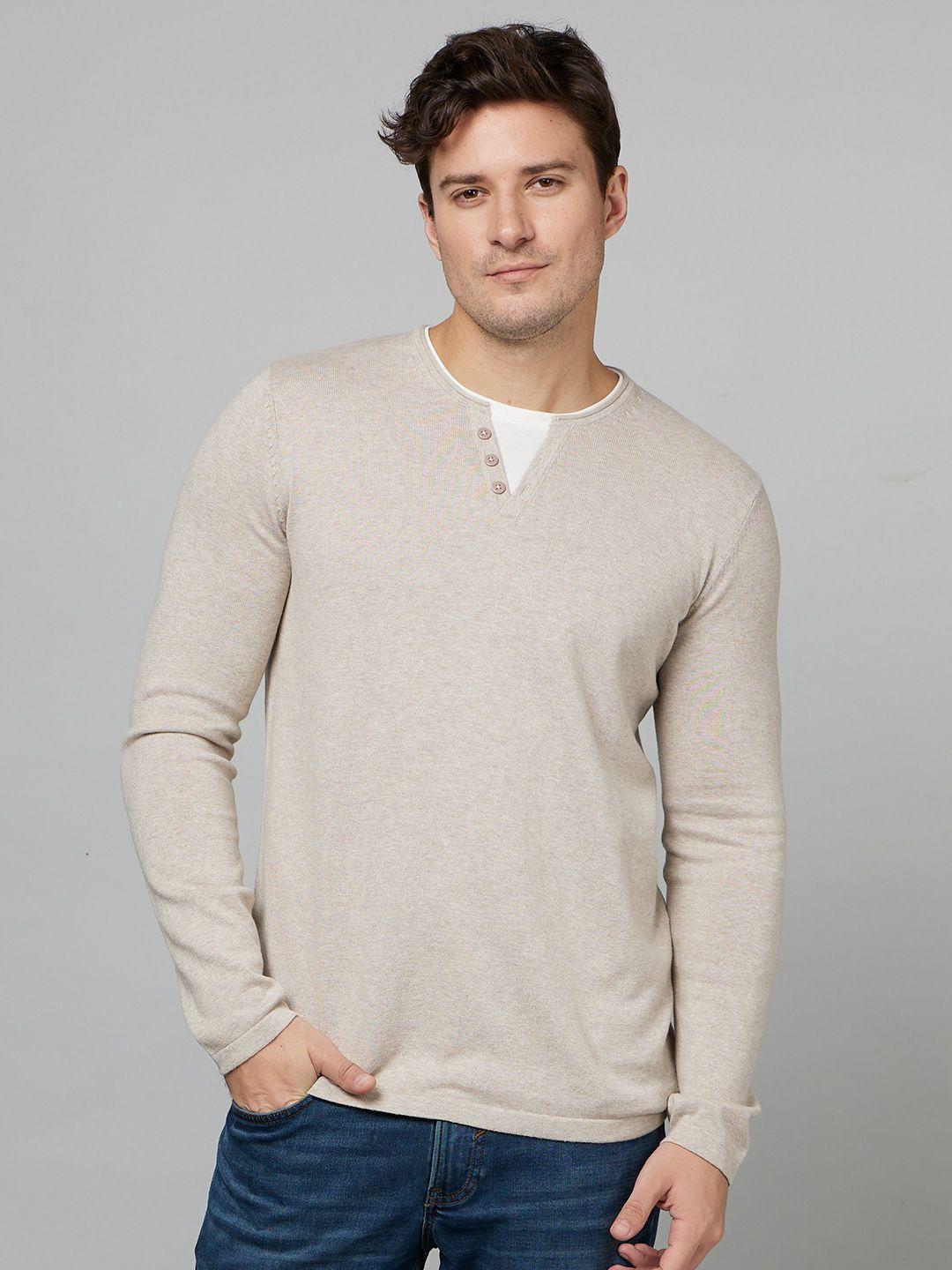 celio henley neck long sleeves cotton t-shirt