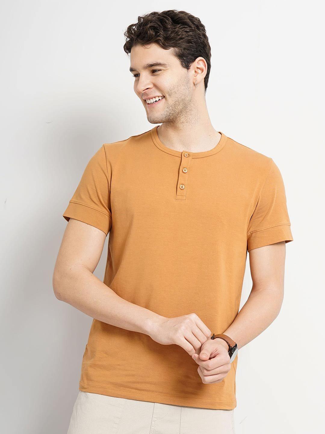 celio henley neck short sleeves cotton casual t-shirt