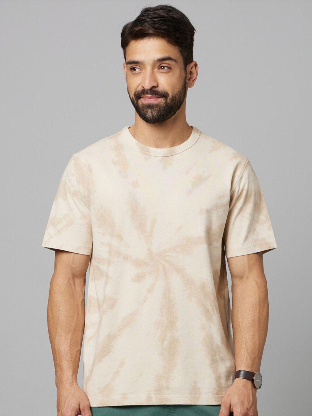 celio men beige floral printed tropical pockets t-shirt