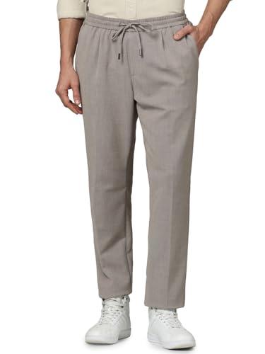 celio men beige solid regular fit polyester fashion casual trousers (3596656046952, beige, 33)