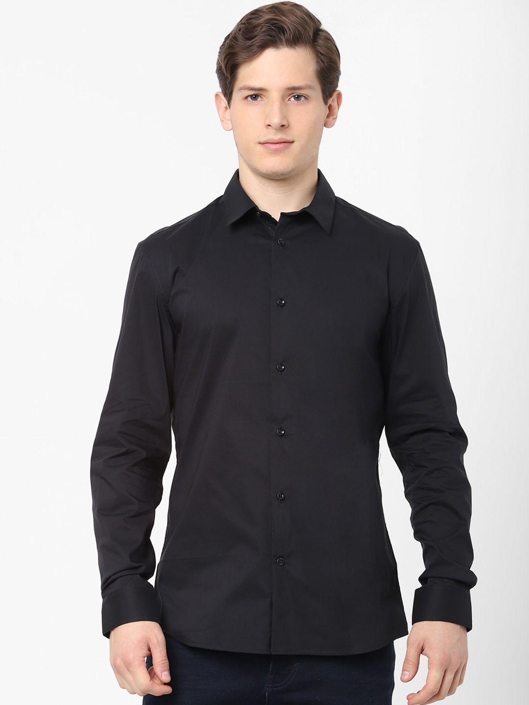 celio men black slim fit casual cotton shirt