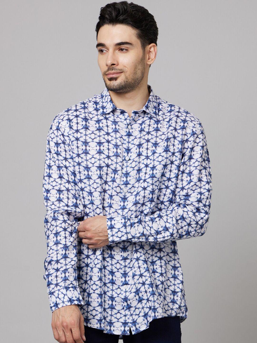 celio men blue classic floral opaque printed casual shirt