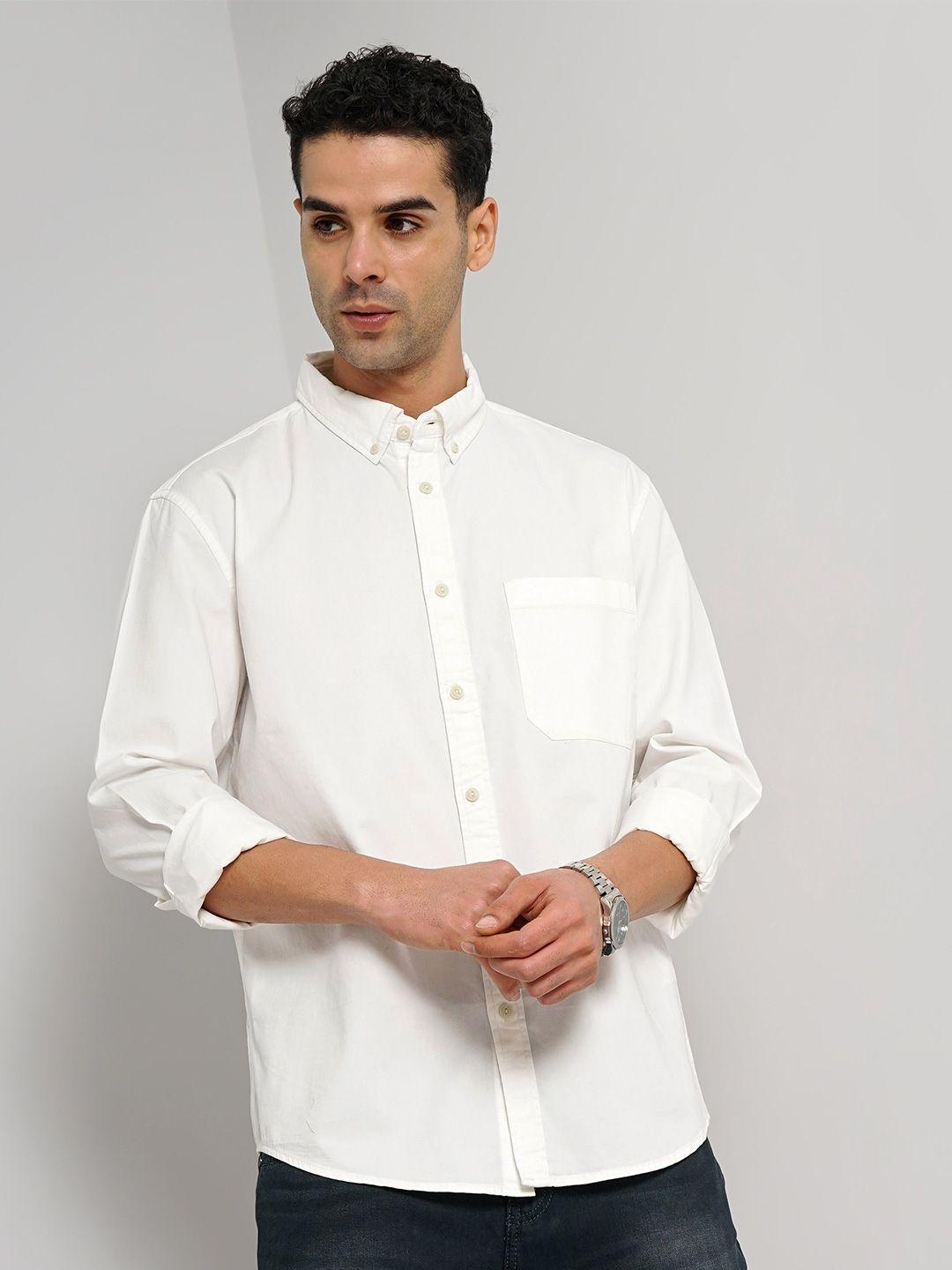 celio men classic fit button-down collar cotton casual shirt