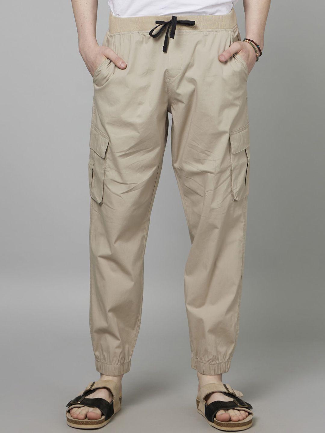 celio men classic mid-rise cotton joggers trousers
