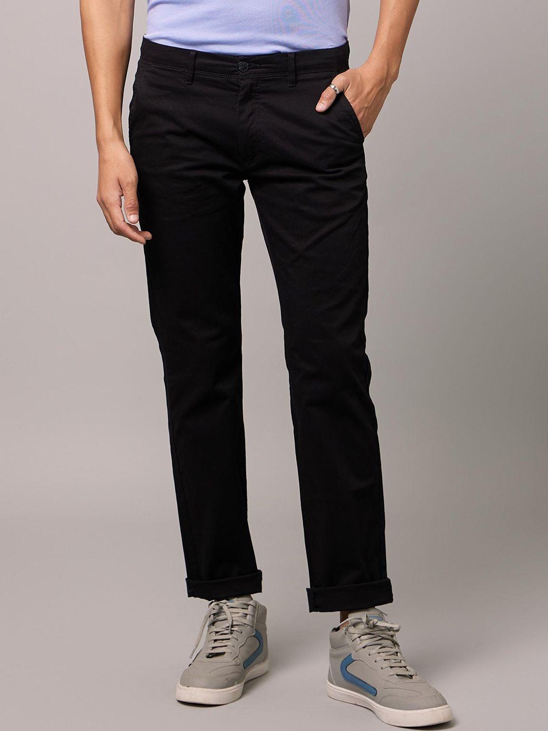 celio men classic mid-rise cotton trousers