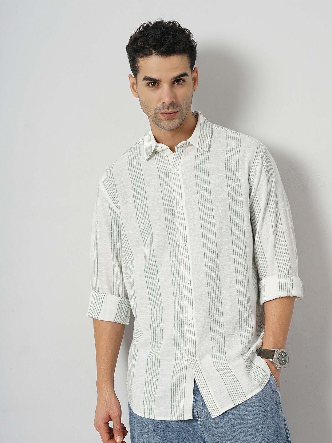 celio men classic slim fit striped printed cotton casual shirt
