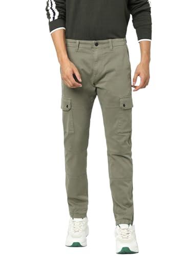 celio men green solid loose fit cotton cargo casual trouser (8905550136273, green, 34)