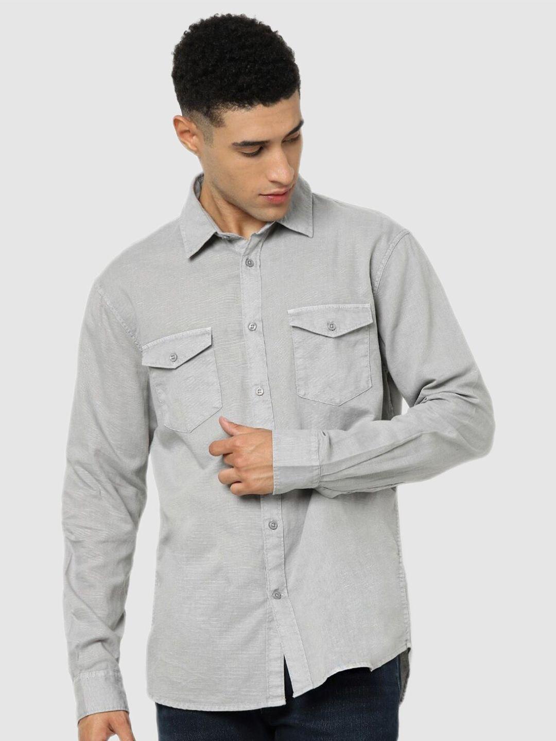 celio men grey classic casual shirt