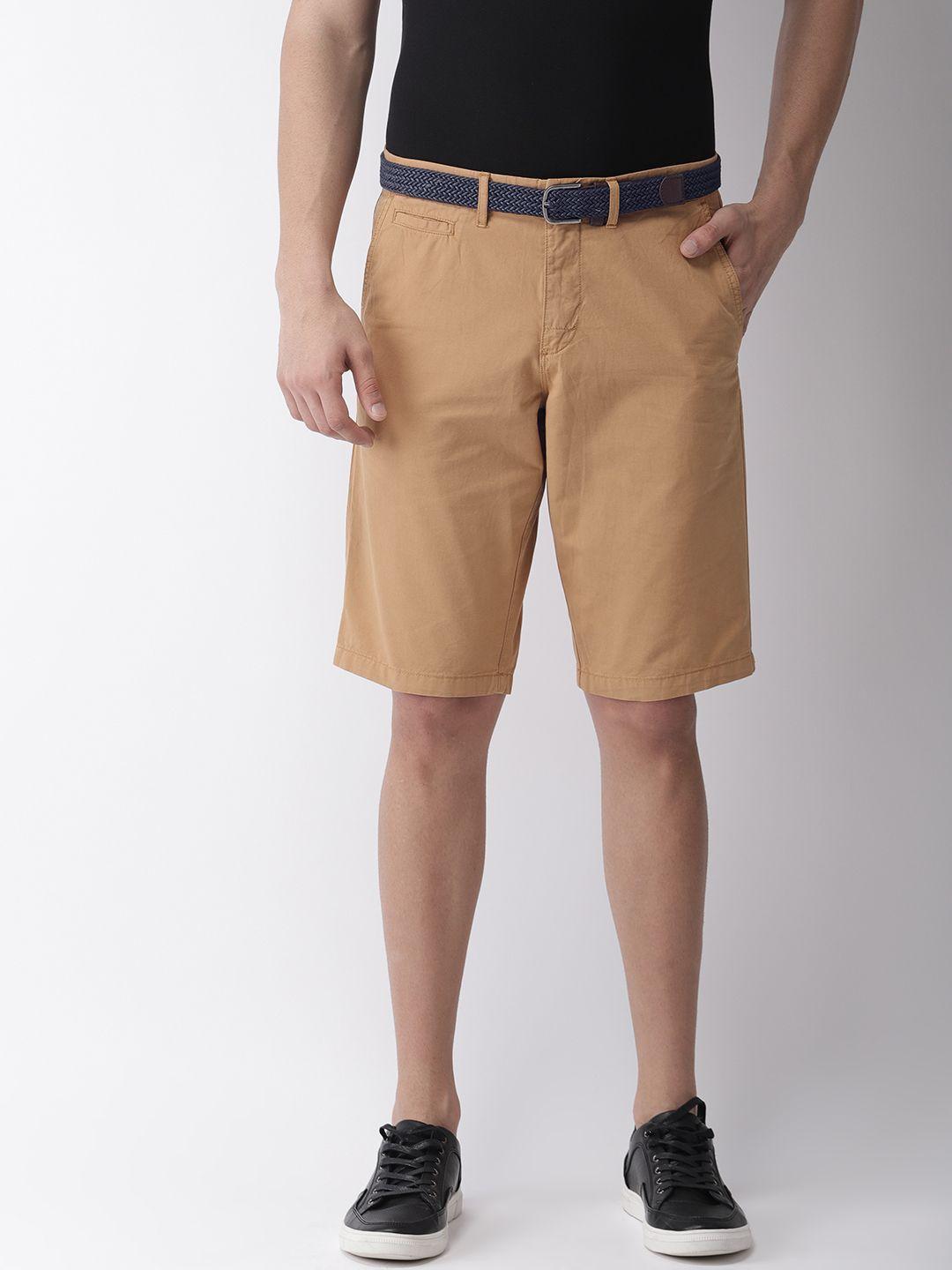 celio men khaki solid regular fit chino shorts
