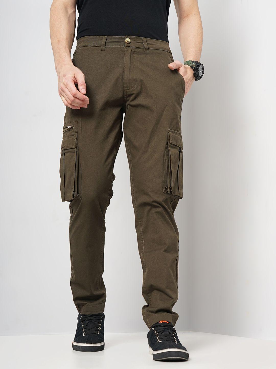 celio men mid-rise cotton straight fit cargos trouser