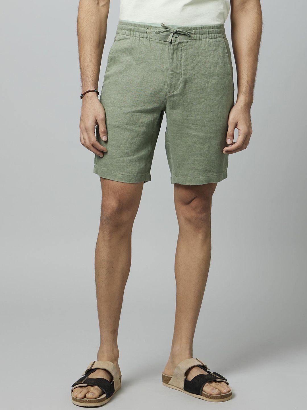 celio men mid-rise linen shorts