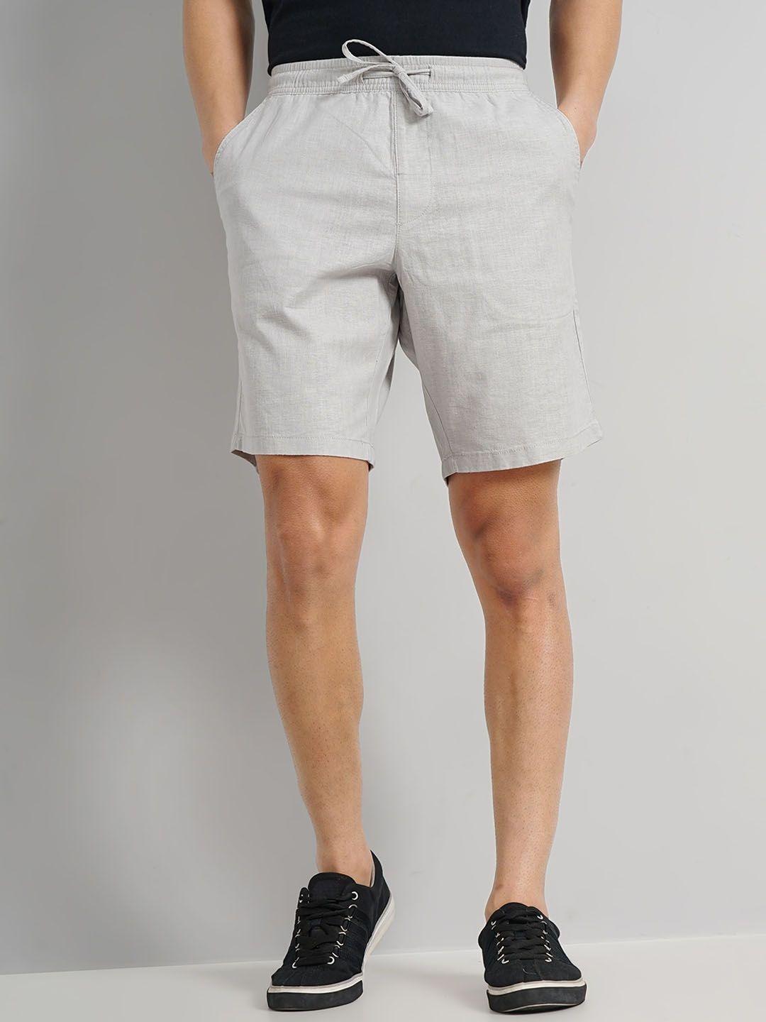 celio men mid-rise regular fit linen cotton regular shorts