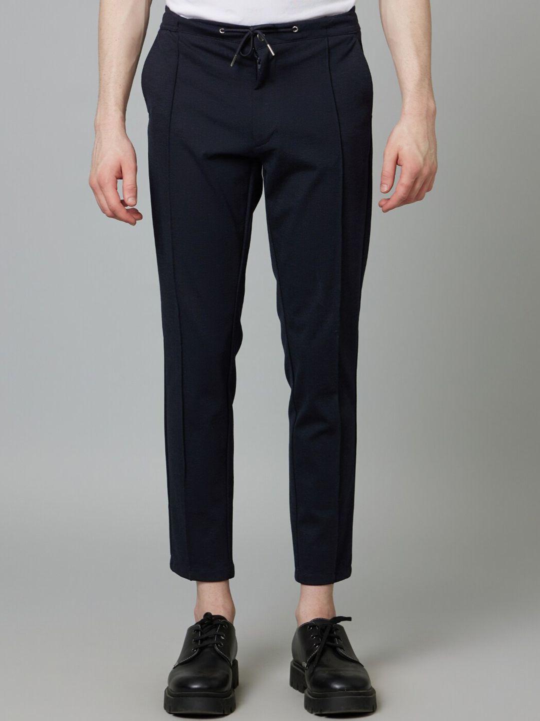 celio men mid-rise slim fit cropped trousers