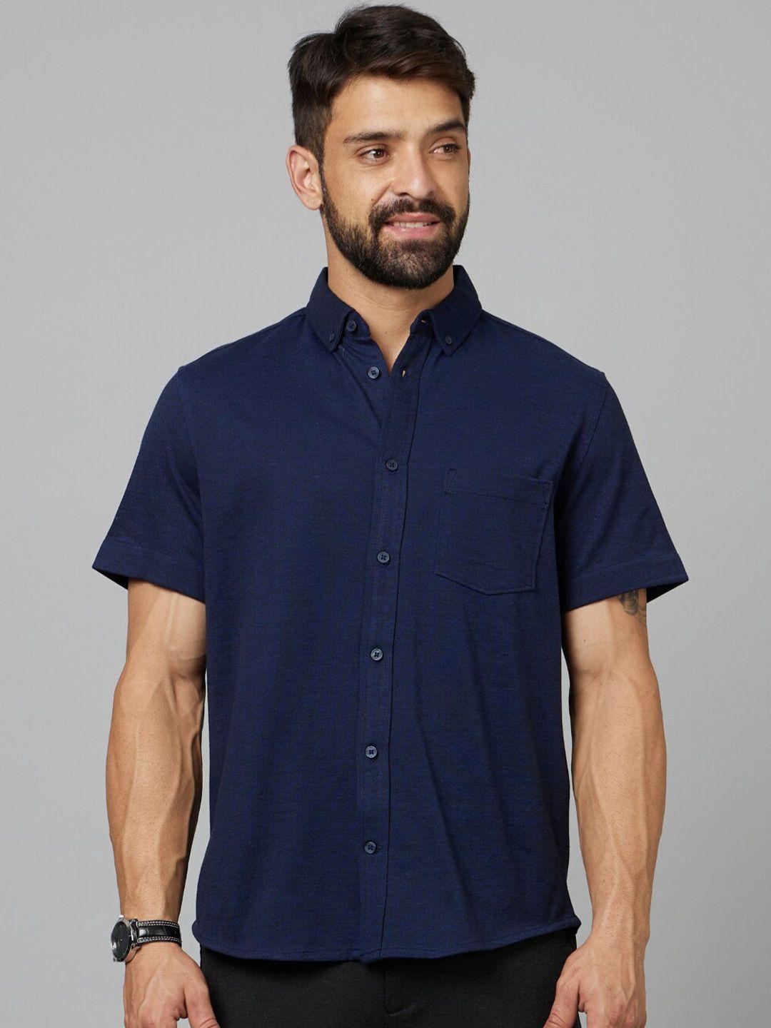 celio men navy blue classic opaque casual shirt