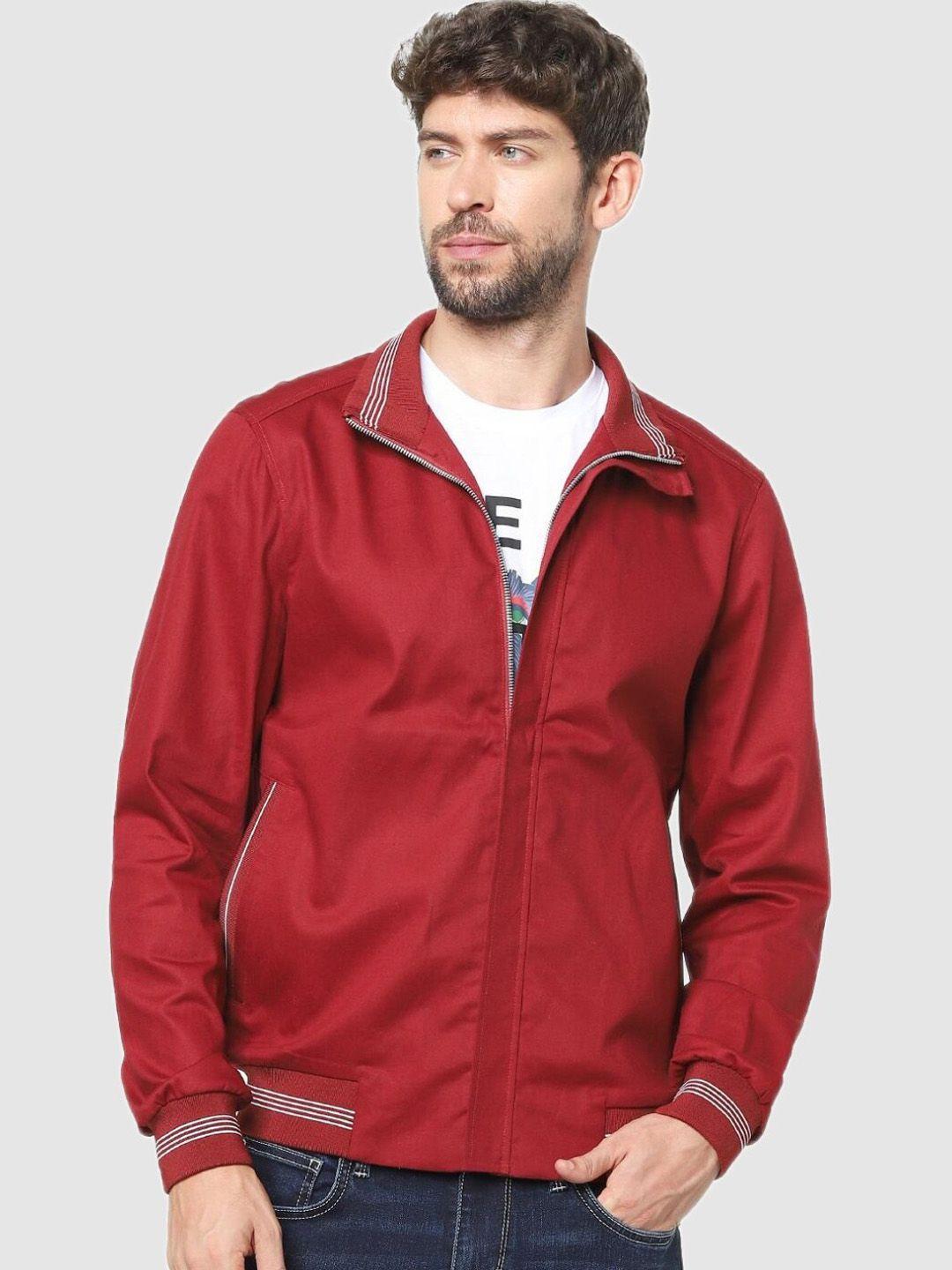 celio men red cotton open front jacket