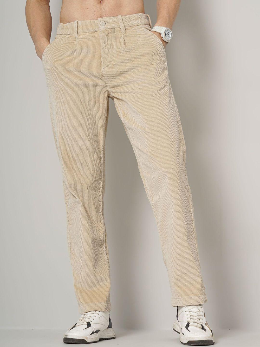 celio men textured cotton trousers