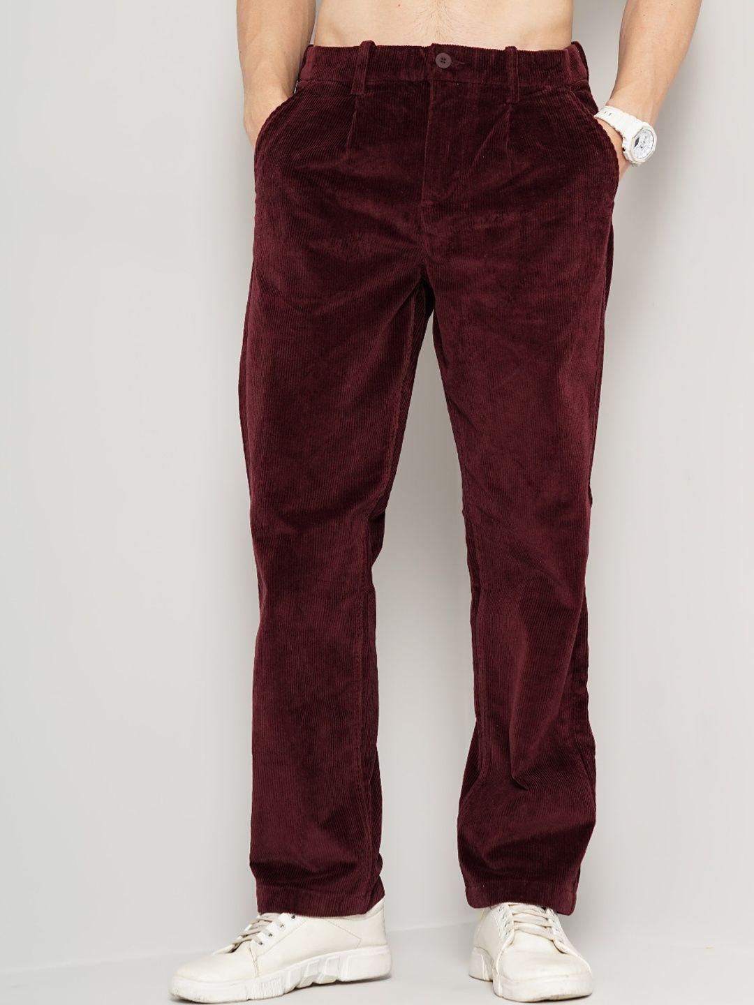 celio men textured cotton trousers