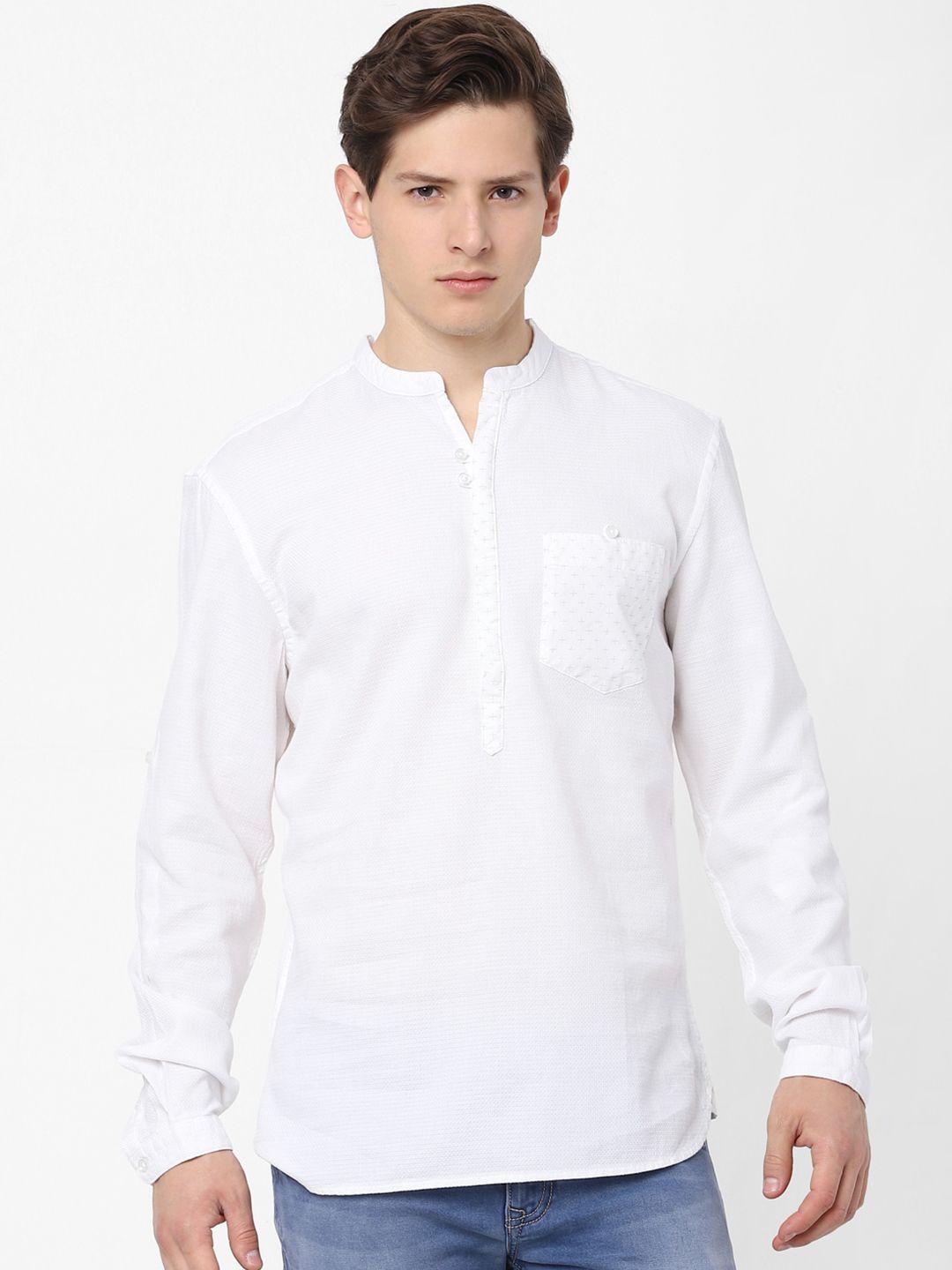 celio men white cotton casual shirt