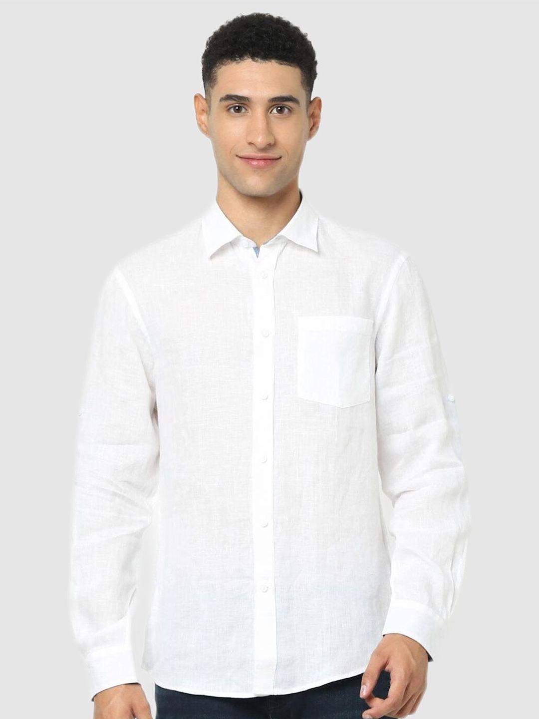 celio men white solid classic casual shirt