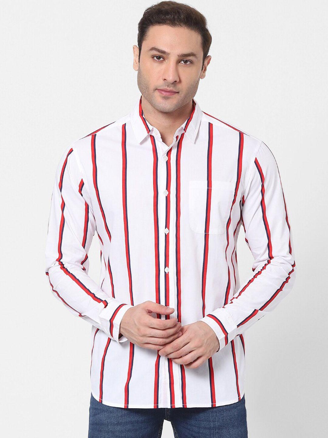 celio men white striped casual shirt
