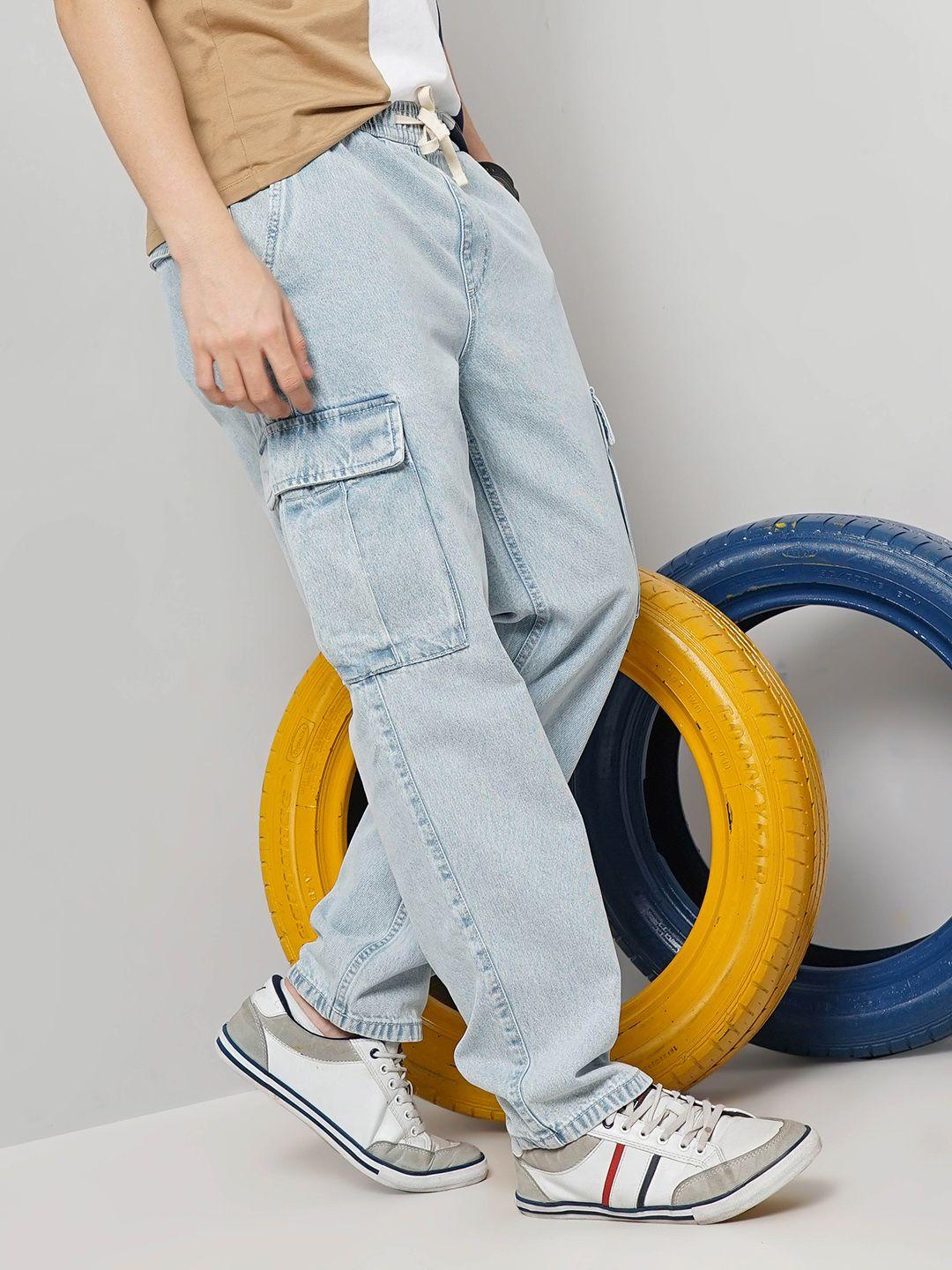 celio mid-rise regular fit cotton casual cargos trousers
