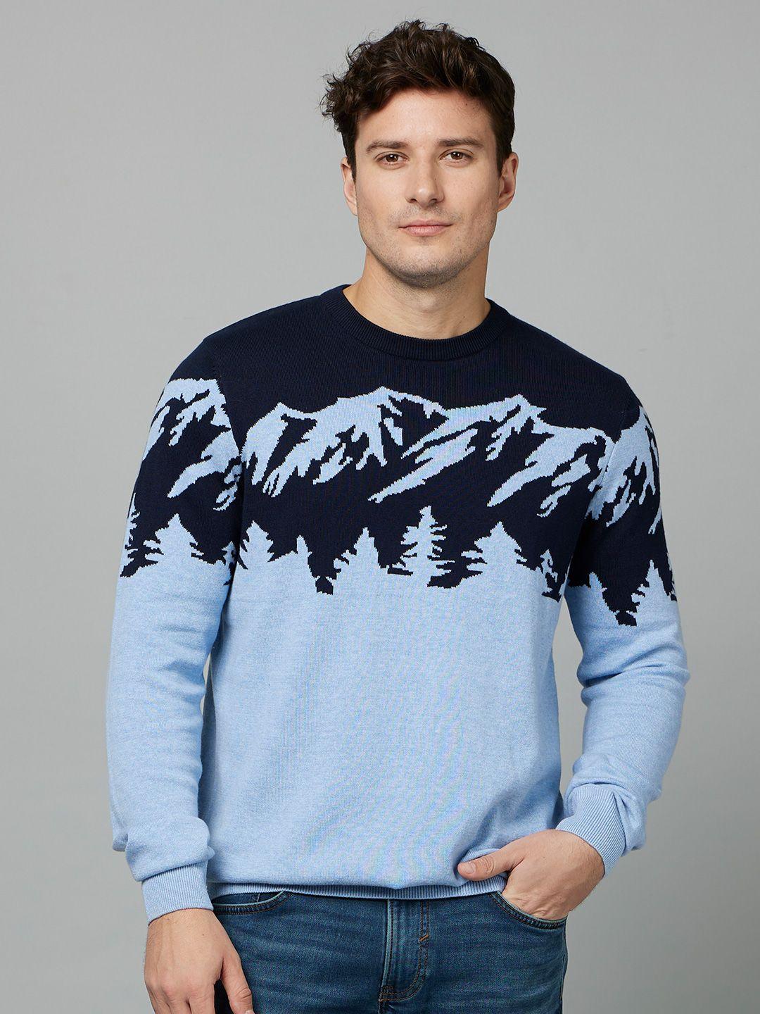 celio printed full sleeve knitted pullover