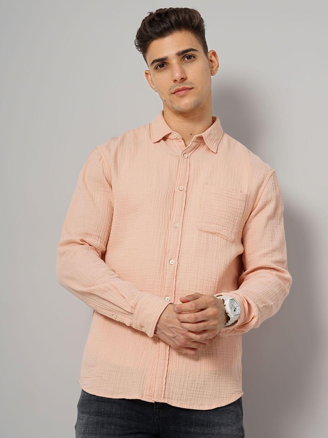 celio self design classic regular fit opaque cotton  casual shirt