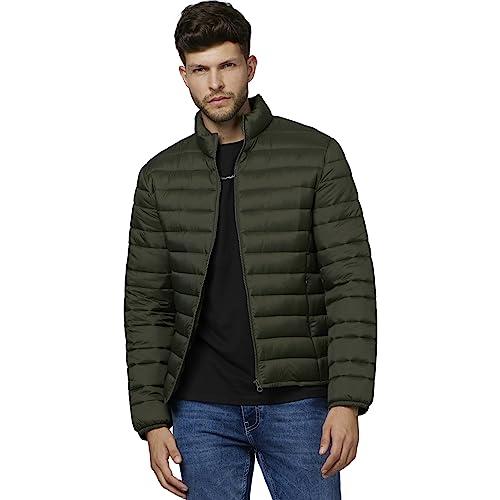 celio solid olive long sleeves jacket