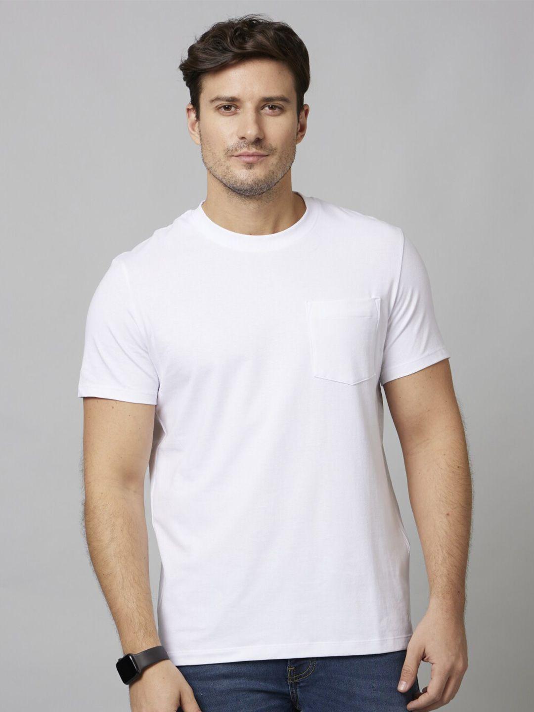 celio solid round neck pockets cotton t-shirt