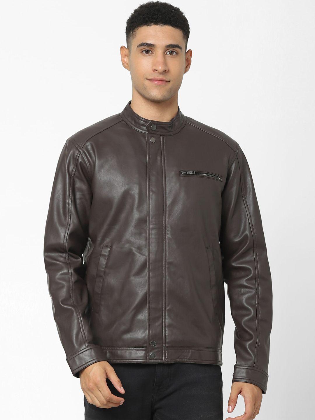 celio stand collar biker jacket