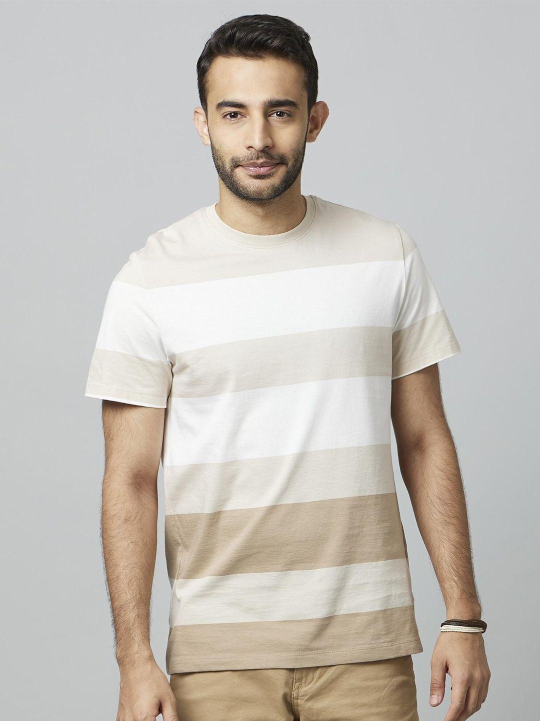 celio striped round neck short sleeves cotton t-shirt