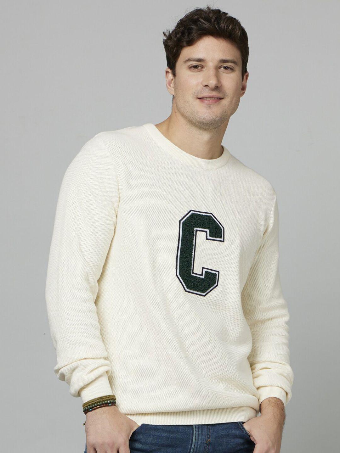 celio typography embroidered cotton pullover