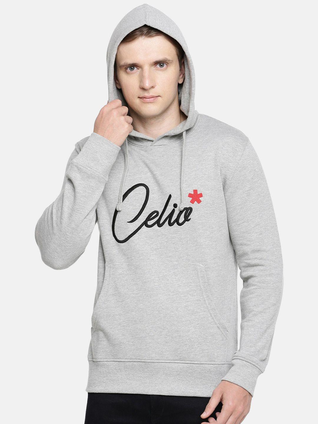celio typography printed hooded pullover