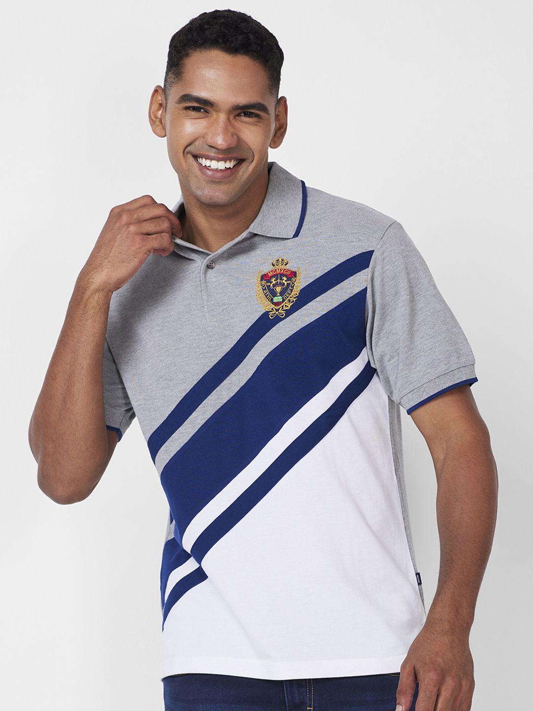 celsius colourblocked cotton polo collar applique t-shirt