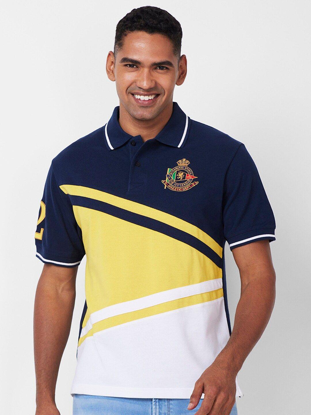 celsius colourblocked polo collar t-shirt