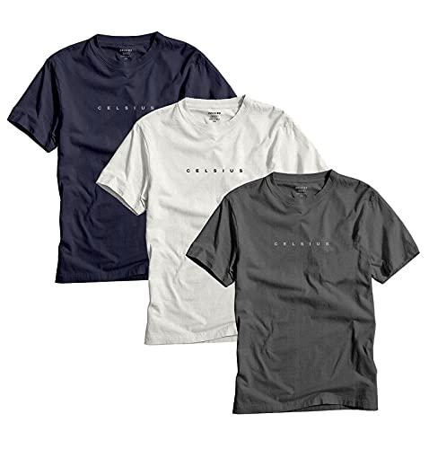 celsius men's crew neck half sleev slim fit t-shirt (pack of 3) (3012_32a_m), multi