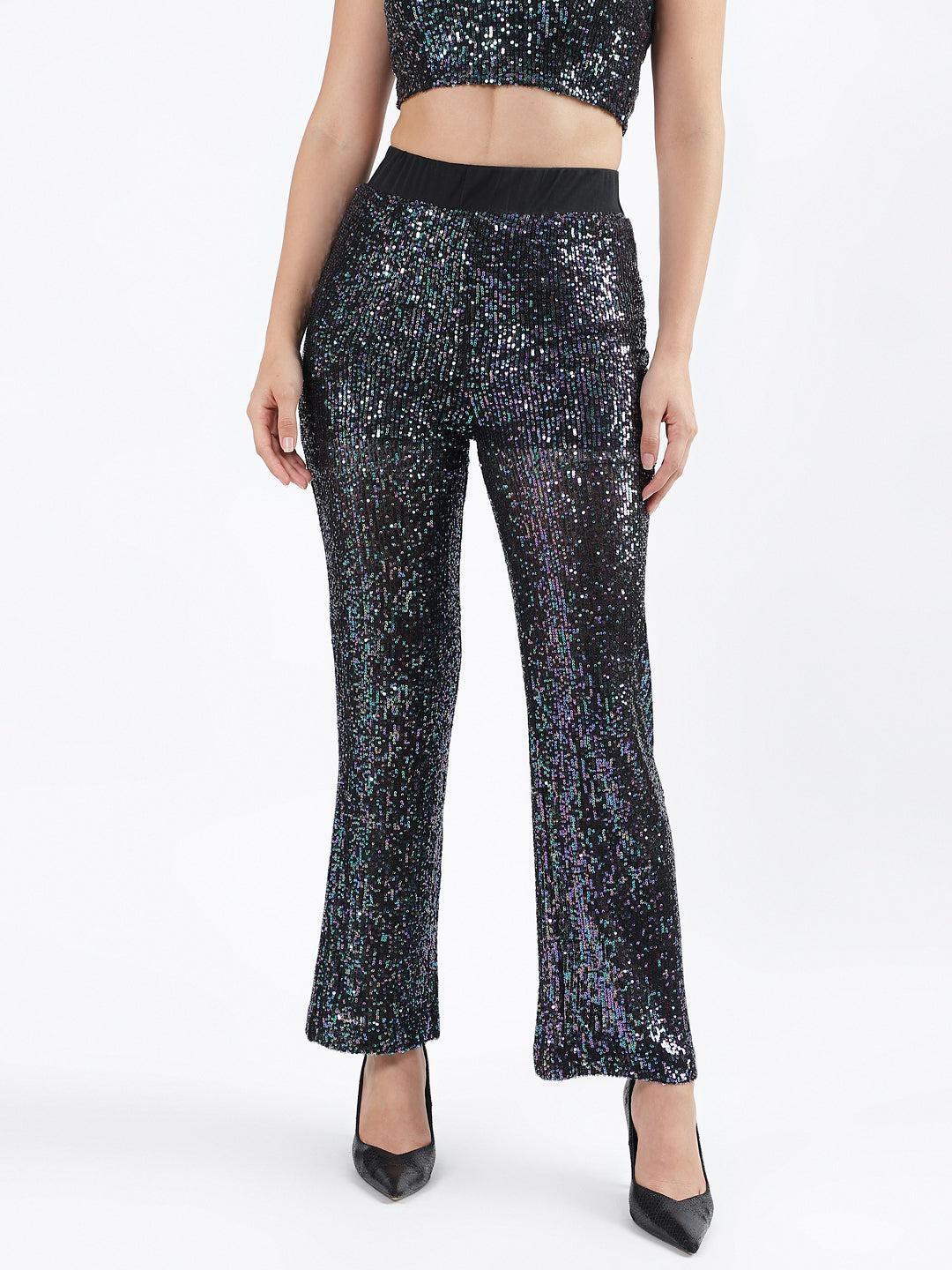 centre stage women multi embellished flared trouser