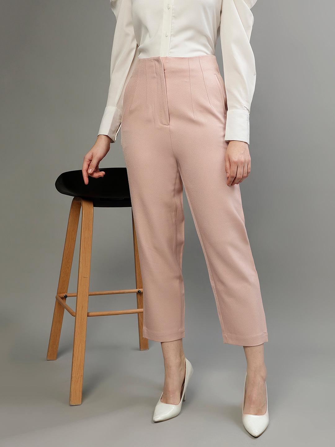 centre stage women solid slim fit trouser