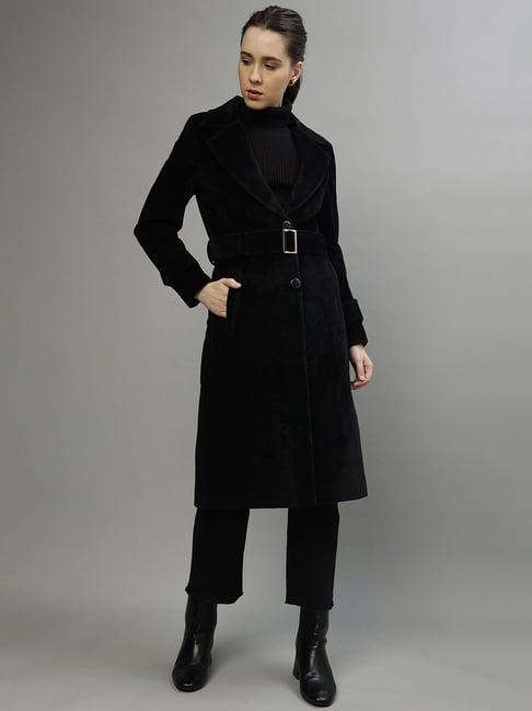 centrestage black loose fit overcoat